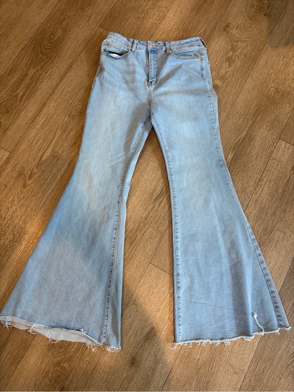 Forever 21 Light Blue Flare Jeans with Raw Hem